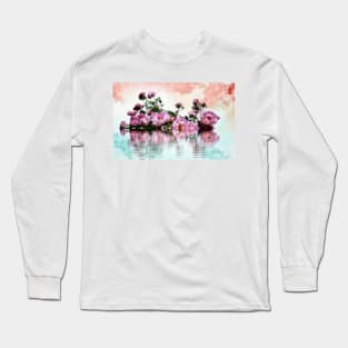 Pink Roses On Water Long Sleeve T-Shirt